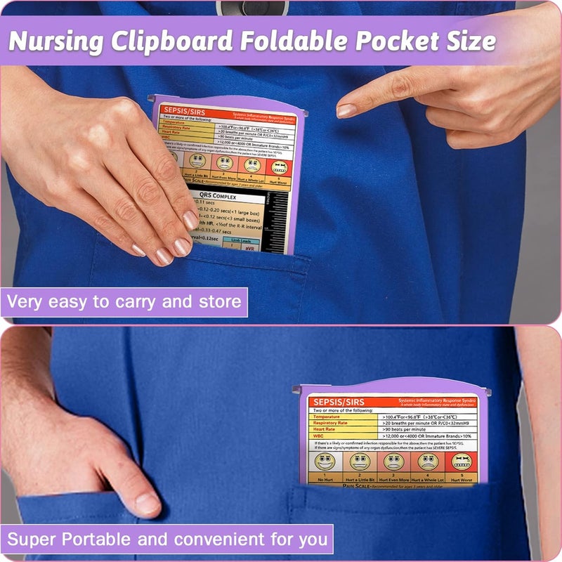 Trustnice Nursing Clipboard Foldable Clipboard Medical: Nurse Edition Cheat Sheets Aluminum 3 Layers Foldable Clipboards Nursing Pocket Size Profile Clip Nurse Clipboards Notepad for Nurses Students and Doctors - Image 2
